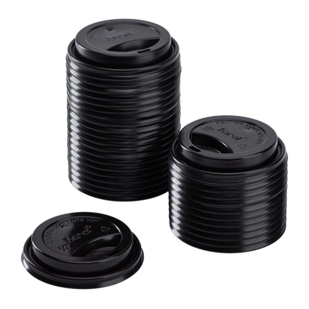 Karat 10-24 oz. Sipper Dome Lid - Black (90mm) - 1,000 ct, C-KDL516B-PP